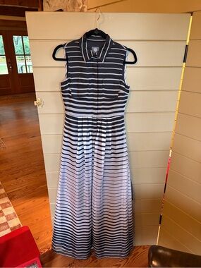 Vince Camuto Sleeveless Black and White Striped Maxi Dress
